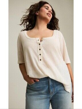Torrid Festi Relaxed Henley In Whisper White Size 0= L (12)